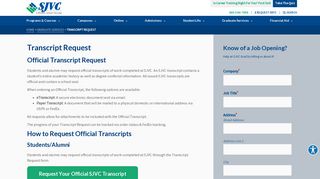 Request Your Transcript from San Joaquin Valley College