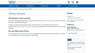 Library Account - SJSU Library - San Jose State University