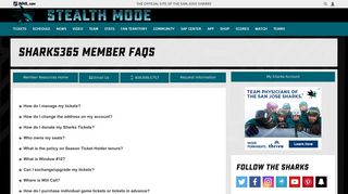 Sharks365 Member FAQs | San Jose Sharks - NHL.com