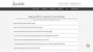 FAQs - Sandals Select Rewards