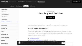 Credit Cards | Testing and Go Live | PHP - Braintree Developer ...