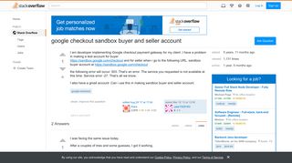google checkout sandbox buyer and seller account - Stack Overflow