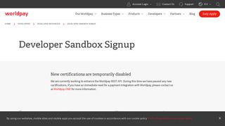 Developer Sandbox Signup | Worldpay