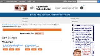 Sandia Area Federal Credit Union Locations of 7 Branch Offices