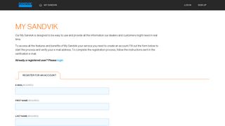 Sign Up a new user - Sandvik Group