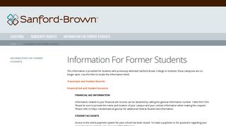 Information For Former Students - Sanford-Brown