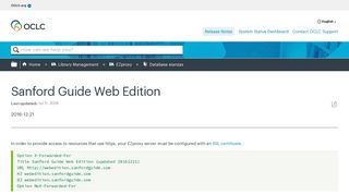 Sanford Guide Web Edition - OCLC Support
