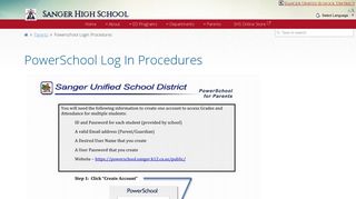 PowerSchool Log In Procedures - Sanger High School!