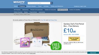 Sanitary Owl's First Period Box – Free Delivery 33% off - Mighty Deals