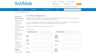 New Web User Register | SanMar