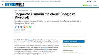Corporate e-mail in the cloud: Google vs. Microsoft | Network World