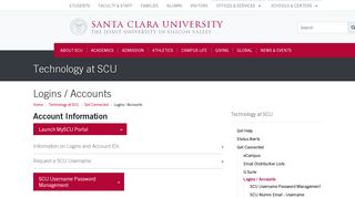 Logins / Accounts - Technology at SCU - Santa Clara University
