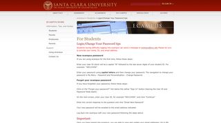 Santa Clara University's ecampus for students - Login/Change Your ...