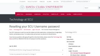 SCU Username Password Management - Technology at SCU - Santa ...