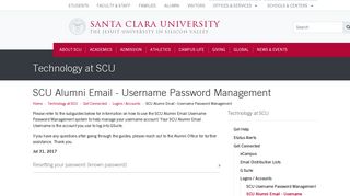 SCU Alumni Email - Username Password Management - Technology ...