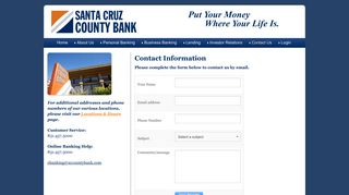 Contact Us - Santa Cruz County Bank