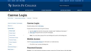 Canvas Login - Santa Fe College