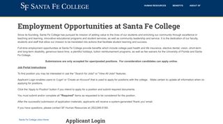 Applicant Login - Santa Fe College Jobs