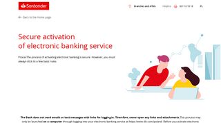 Secure activation of electronic banking service | Santander Bank Polska