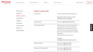 Dealer Contact Info – Santander Consumer USA