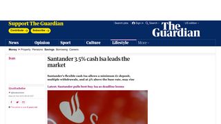 Santander 3.5% cash Isa leads the market | Money | The Guardian