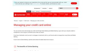 Managing your credit card online | Santander UK