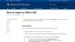 How to login to Office 365 - Santa Fe College