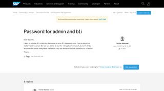 Password for admin and b1i - archive SAP