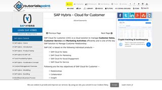 SAP Hybris Cloud for Customer - TutorialsPoint