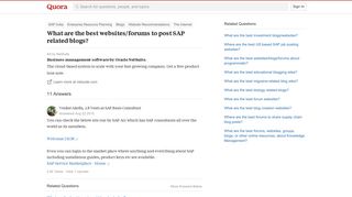 What are the best websites/forums to post SAP related blogs? - Quora