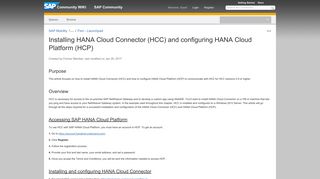 Installing HANA Cloud Connector (HCC) and ... - SCN Wiki - SAP