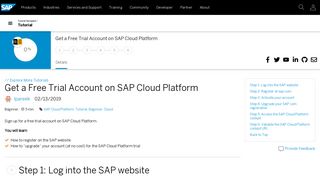 Get a Free Trial Account on SAP Cloud Platform - SAP Developer Center