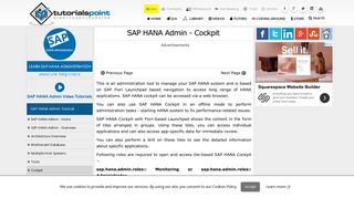 SAP HANA Administration Cockpit - Tutorialspoint
