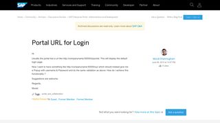 Portal URL for Login - archive SAP