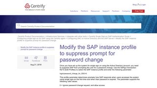Modify the SAP instance profile to suppress prompt for password change