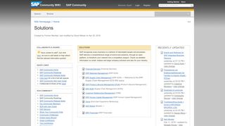 Solutions - Wiki Homepage - SCN Wiki - SAP.com