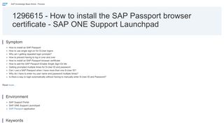 1296615 - How to install the SAP Passport ... - SAP Support Portal