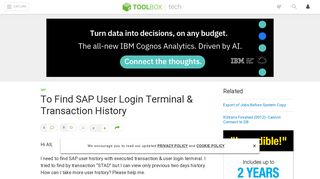 To Find SAP User Login Terminal & Transaction History - IT Toolbox
