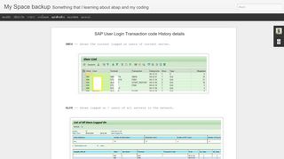 SAP User Login Transaction code History details | My Space backup