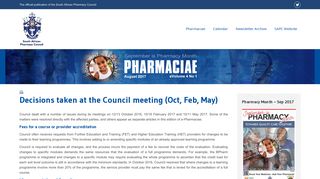 Pharmaciae (SAPC) | Decisions taken at the Council meeting (Oct ...