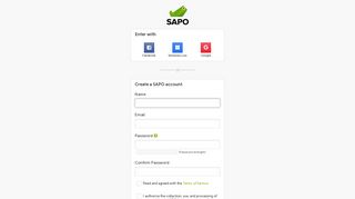 Create a SAPO account - SAPO Login