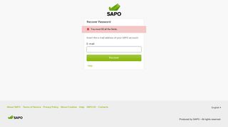 Recover Password - SAPO Login