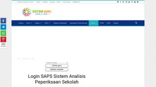 Login SAPS Sistem Analisis Peperiksaan Sekolah - Sistem Guru Online