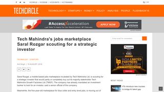 Tech Mahindra's jobs marketplace Saral Rozgar scouting for a ...