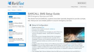 Emergency Service SMS (SARCALL) - World Text