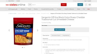 Sargento Off the Block Extra Sharp Cheddar Traditional Cut Shredded ...