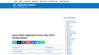 Govt Online Application Form Jobs 2019 - Sarkari Naukri