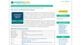 SAS Advanced Programmer Certification Exam Syllabus ...