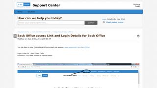 Back Office access Link and Login Details for Back Office - Solutions