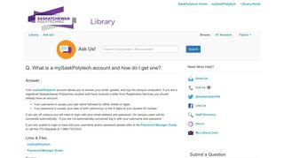 What is a mySaskPolytech account and how do I get one? - Ask Us!